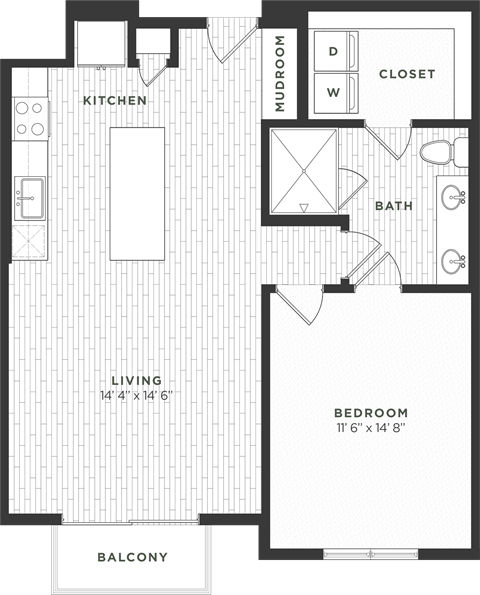 One bedroom floor plan